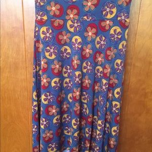 Blue Daisy Print LuLaRoe Maxi Skirt XS NWOT